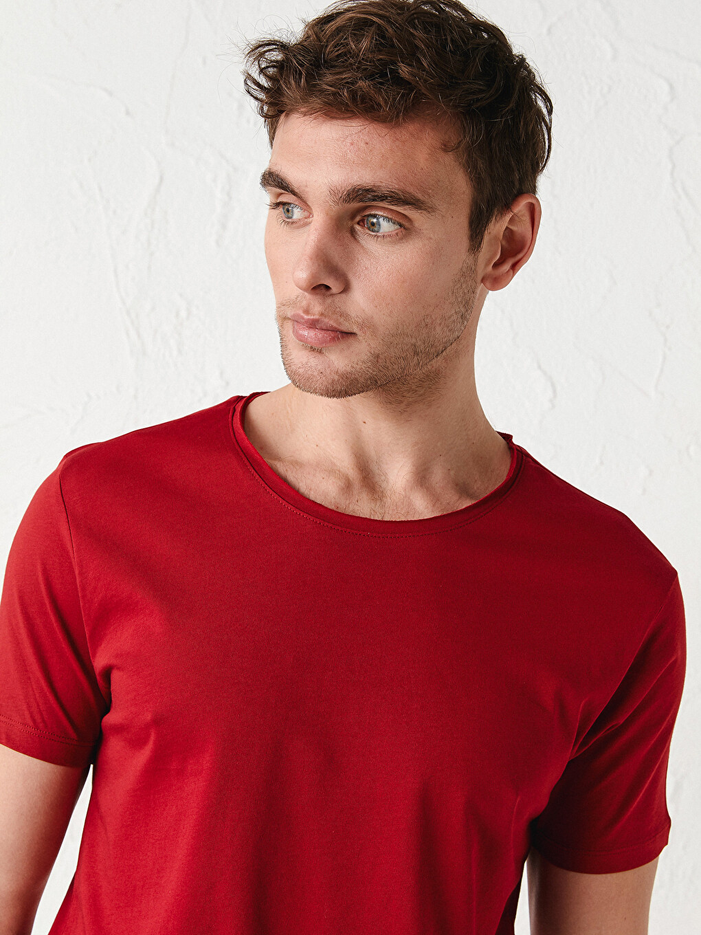 Crew Neck Short Sleeve Basic Combed Cotton Men's T-shirt-2