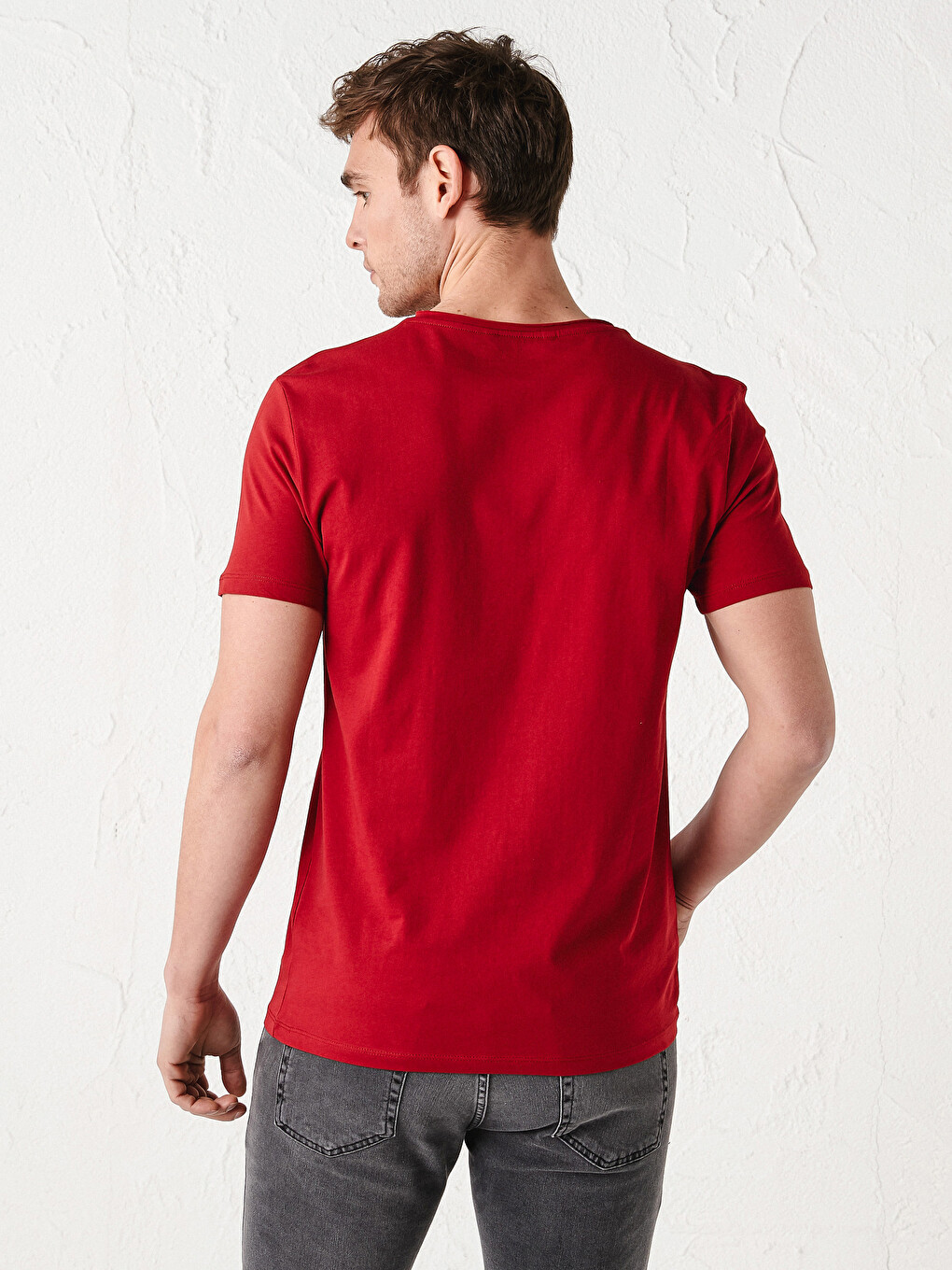 Crew Neck Short Sleeve Basic Combed Cotton Men's T-shirt-4