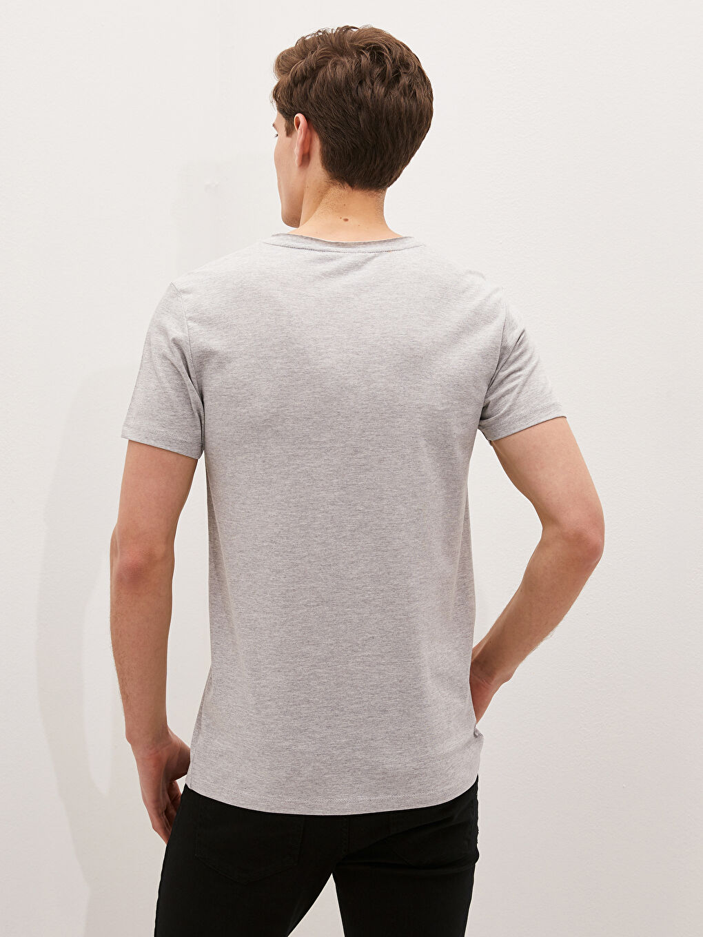 Crew Neck Short Sleeve Basic Combed Cotton Men's T-shirt-2