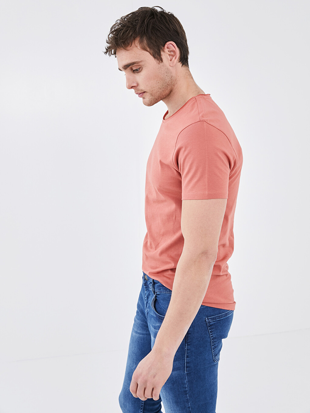 Crew Neck Short Sleeve Basic Combed Cotton Men's T-shirt-1