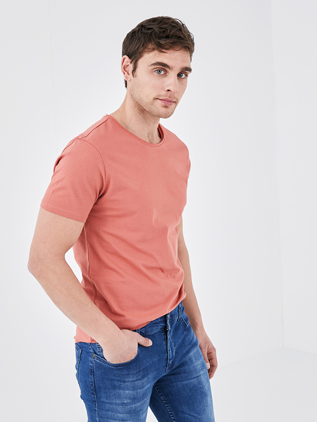 Crew Neck Short Sleeve Basic Combed Cotton Men's T-shirt-2