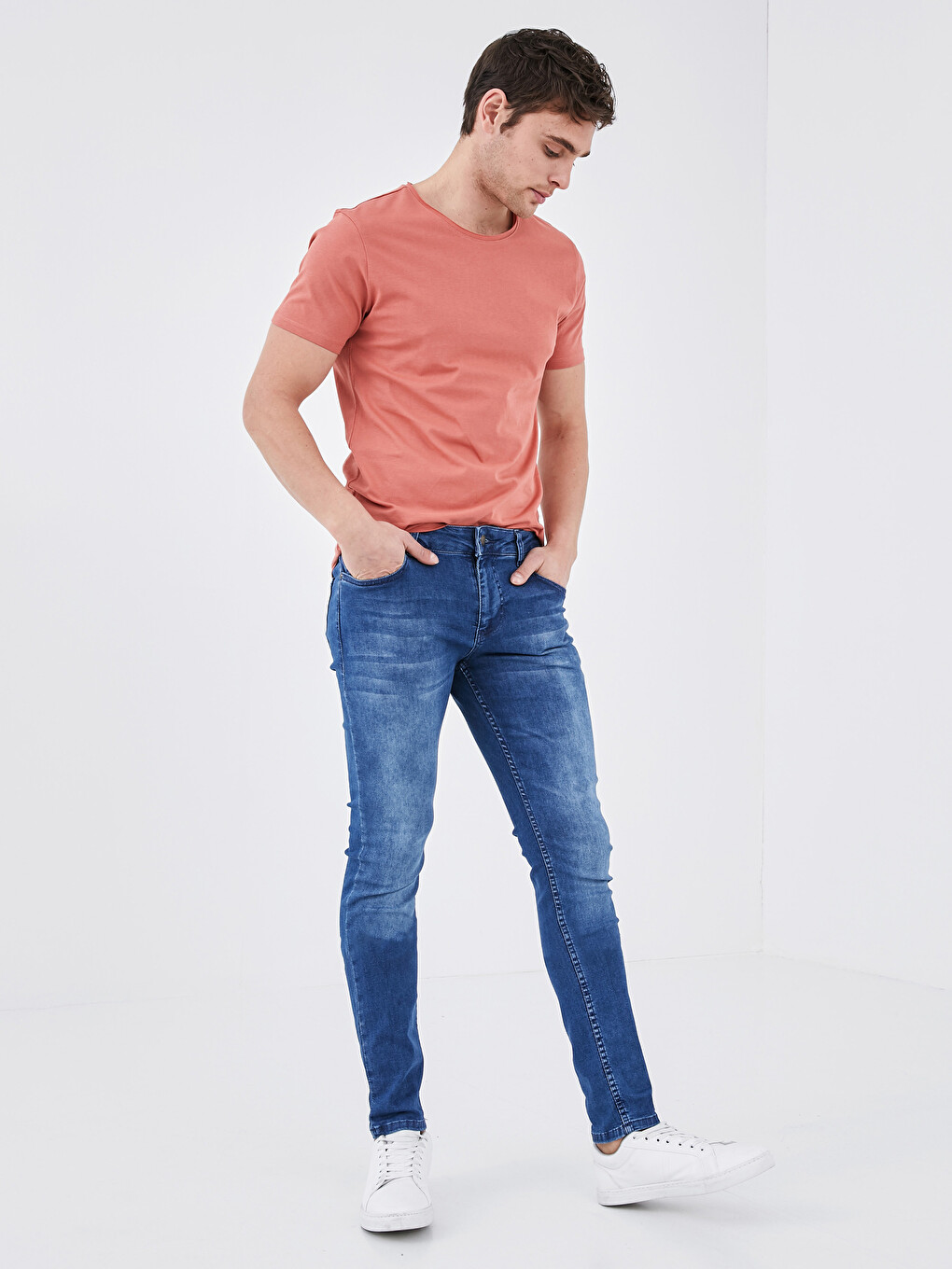 Crew Neck Short Sleeve Basic Combed Cotton Men's T-shirt-3