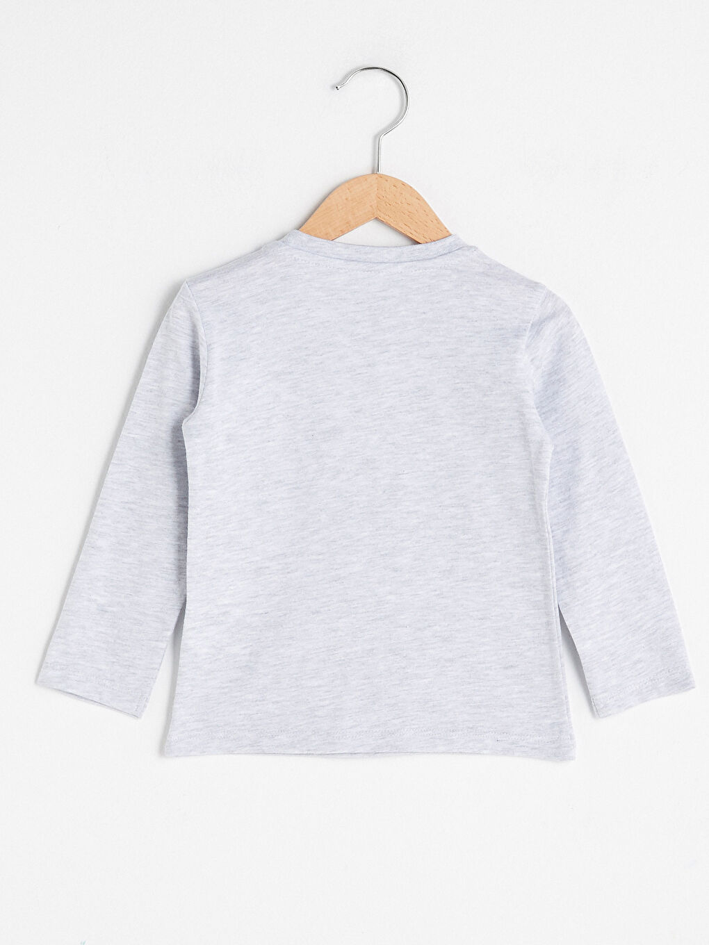 Beyaz Bisiklet Yaka Uzun Kollu Baskılı Erkek Bebek Tişört-1