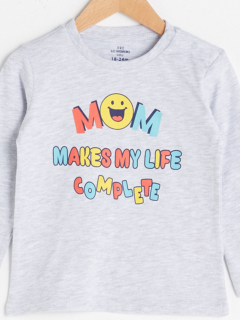 Beyaz Bisiklet Yaka Uzun Kollu Baskılı Erkek Bebek Tişört-2