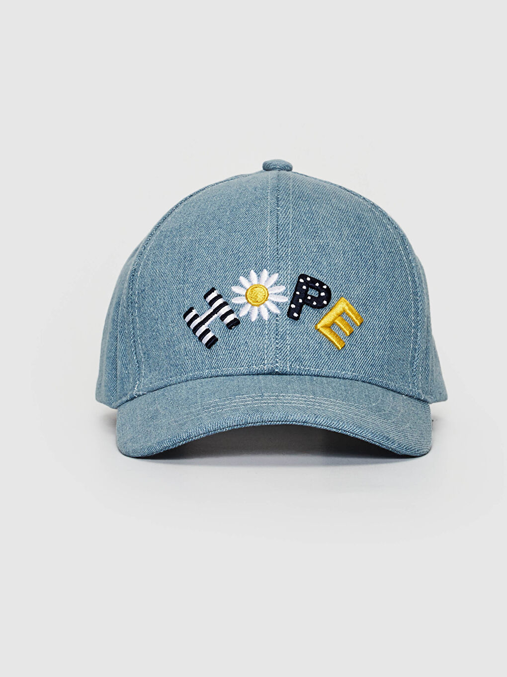 Mavi Kız Çocuk Nakışlı Şapka-1