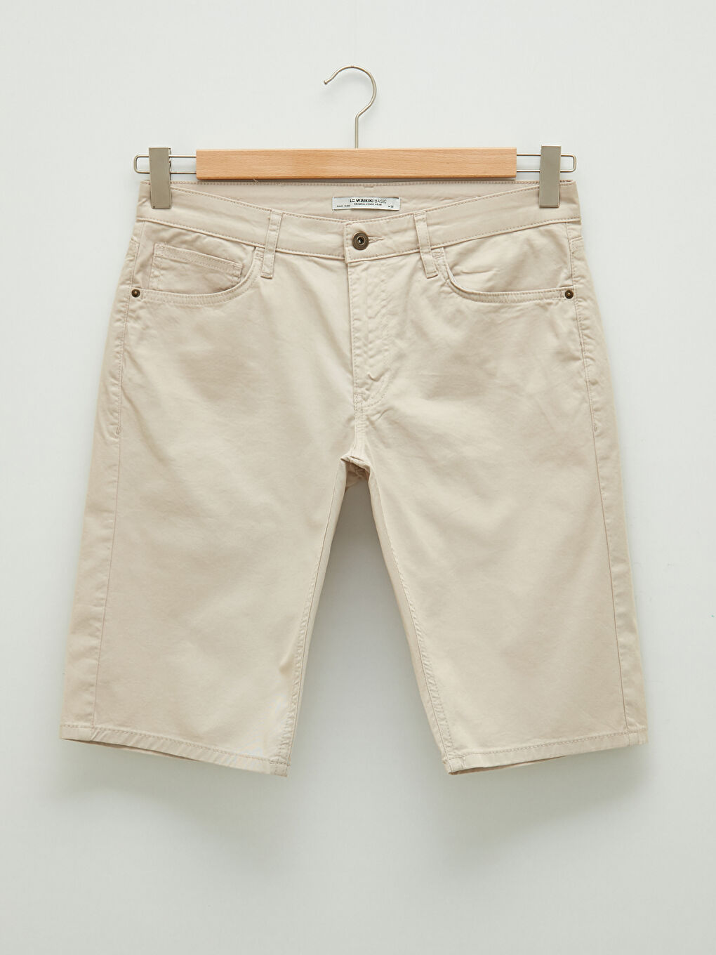 Bej Regular Fit Gabardin Erkek Şort-5