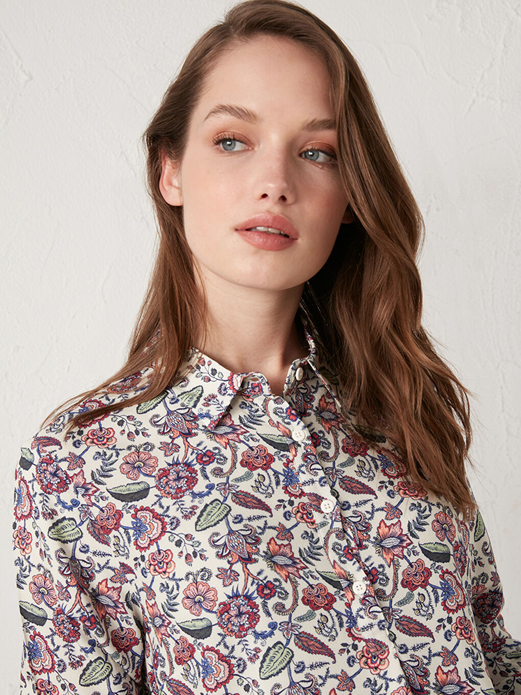 بلوزة حوامل ياقة قميص فيسكوز-1