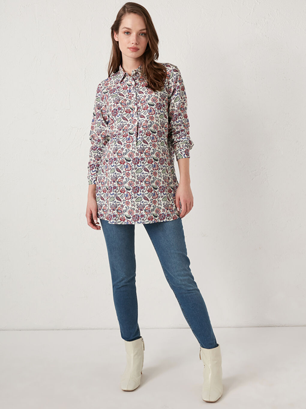 بلوزة حوامل ياقة قميص فيسكوز-4