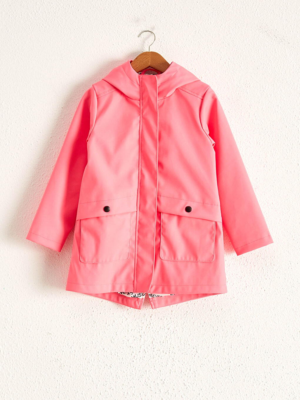 Pembe Kız Çocuk Kapüşonlu Kauçuk Yağmurluk