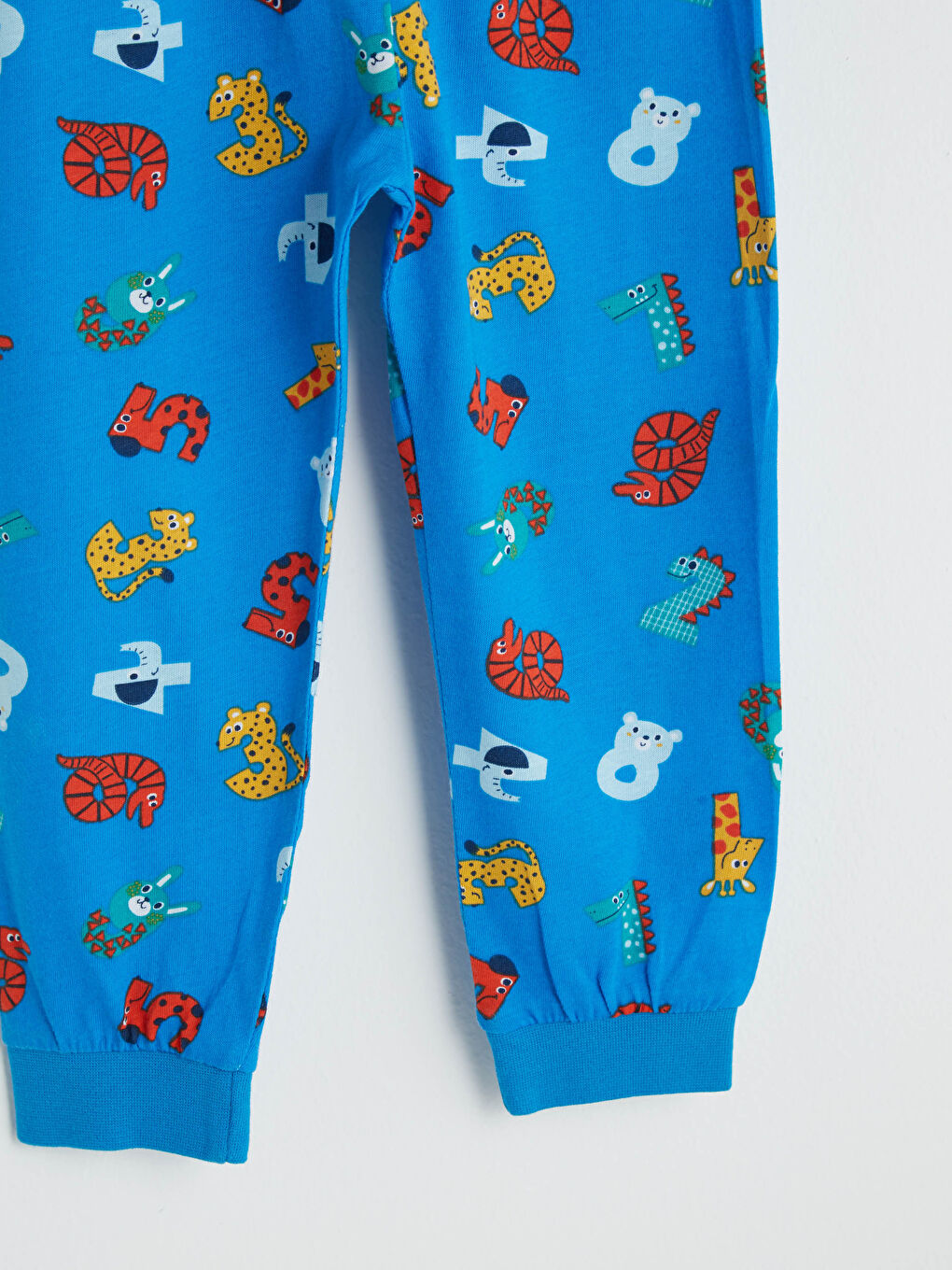 Mavi Bisiklet Yaka Uzun Kol Baskılı Pamuklu Erkek Bebek Pijama Takımı-2