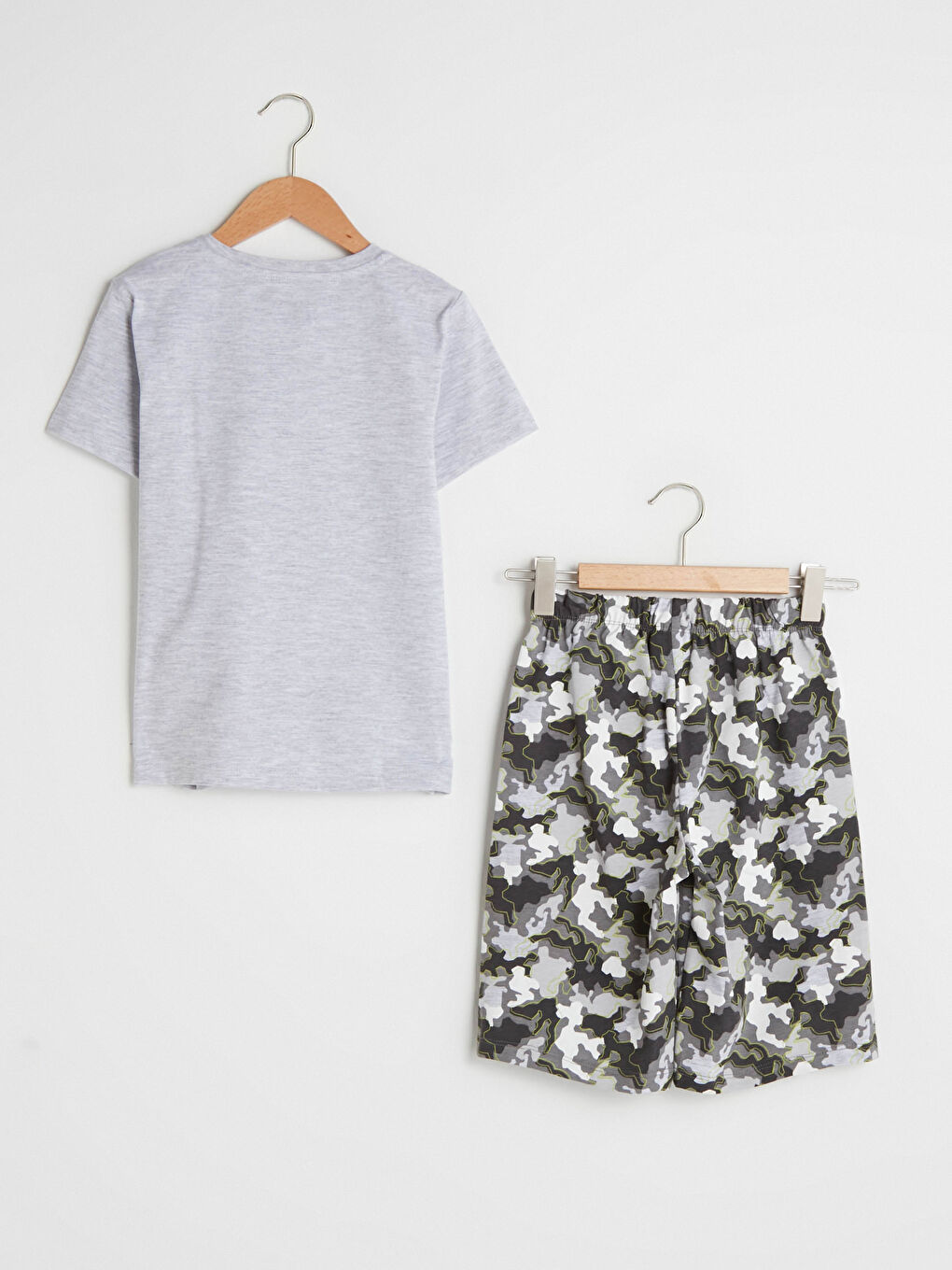Круглий виріз горловини, з принтом, короткий рукав, для хлопчиків, шорти, піжамний комплект-1