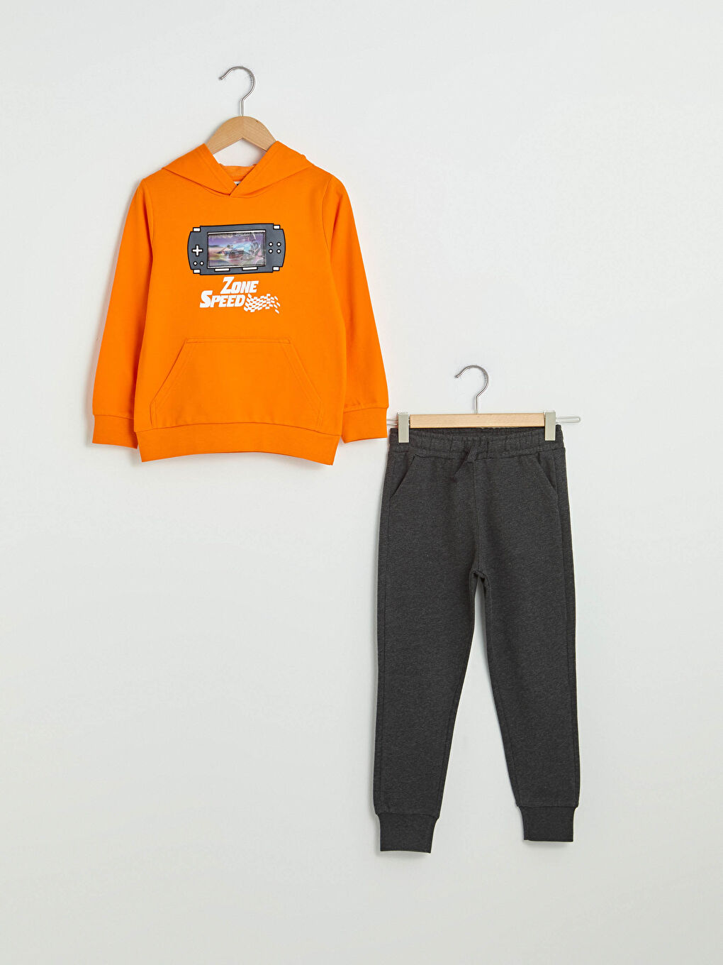 Ensemble Garçon Sweat-Shirt à Capuche et Pantalon de Survêtement Imprimé Hologramme à Manches Longues