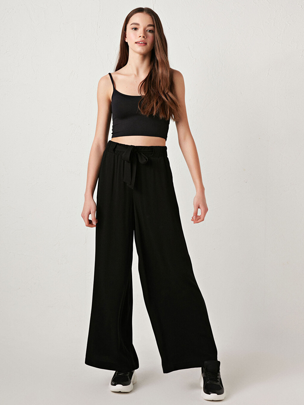 Elastic Waist Tied Detailed Viscose Women Trousers