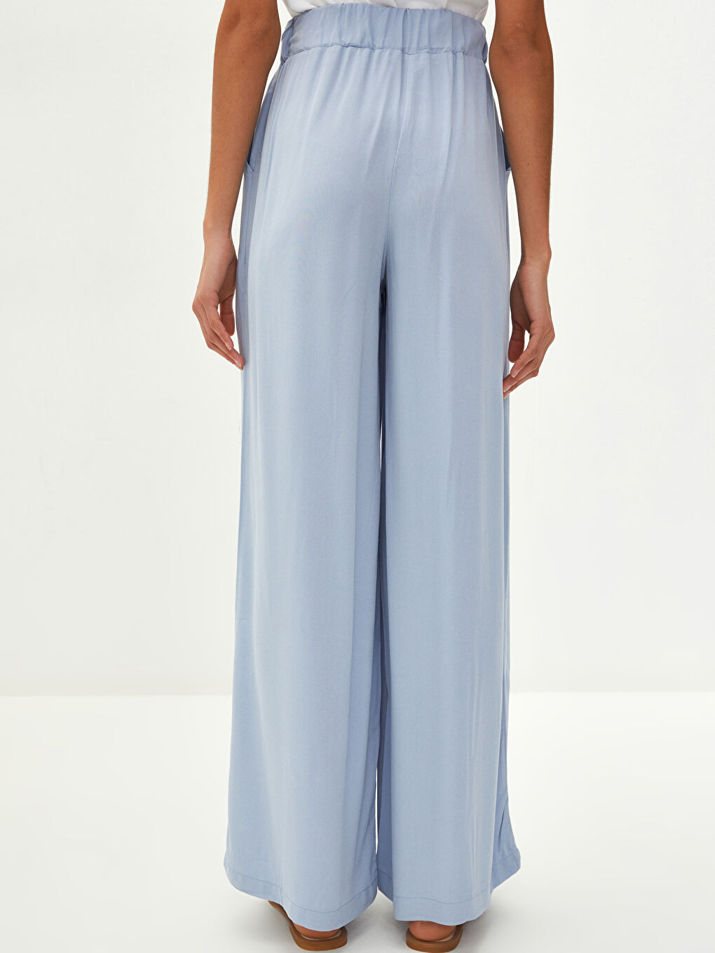 Viskose Damenhose mit elastischer Taille und Bindedetail-3