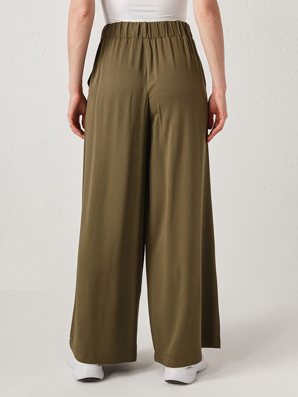 Брюки из вискозы с эластичной талией и завязками для женщин-4