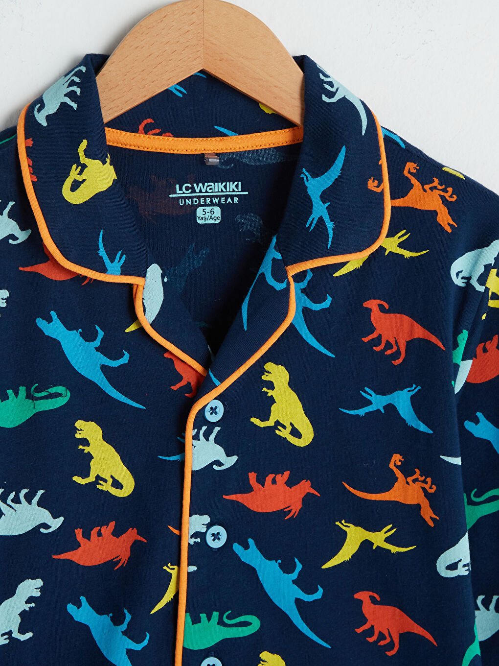 Lacivert Gömlek Yaka Desenli Uzun Kollu Erkek Çocuk Pijama Takımı-1