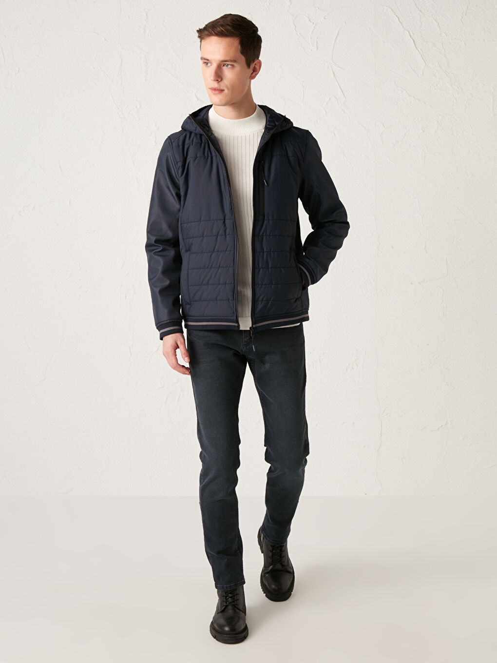 Kapüşonlu Kapitone Erkek Yağmurluk-9