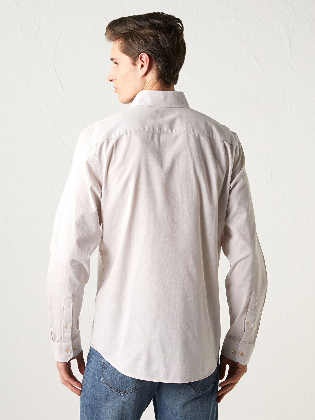 Regular Fit Long Sleeve Poplin Men's Shirt-4
