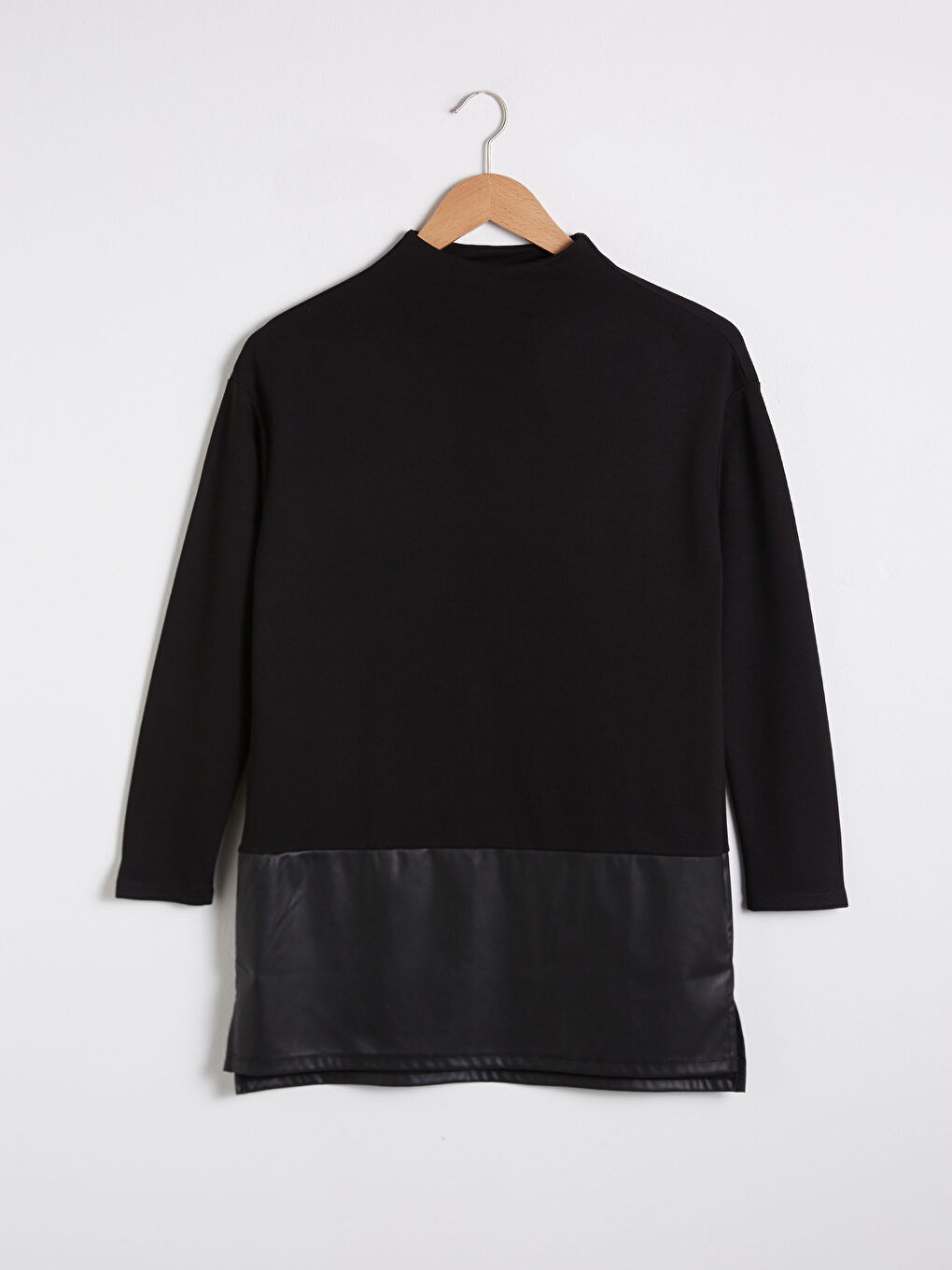 Mock Turtleneck Long Plain Tunic-5