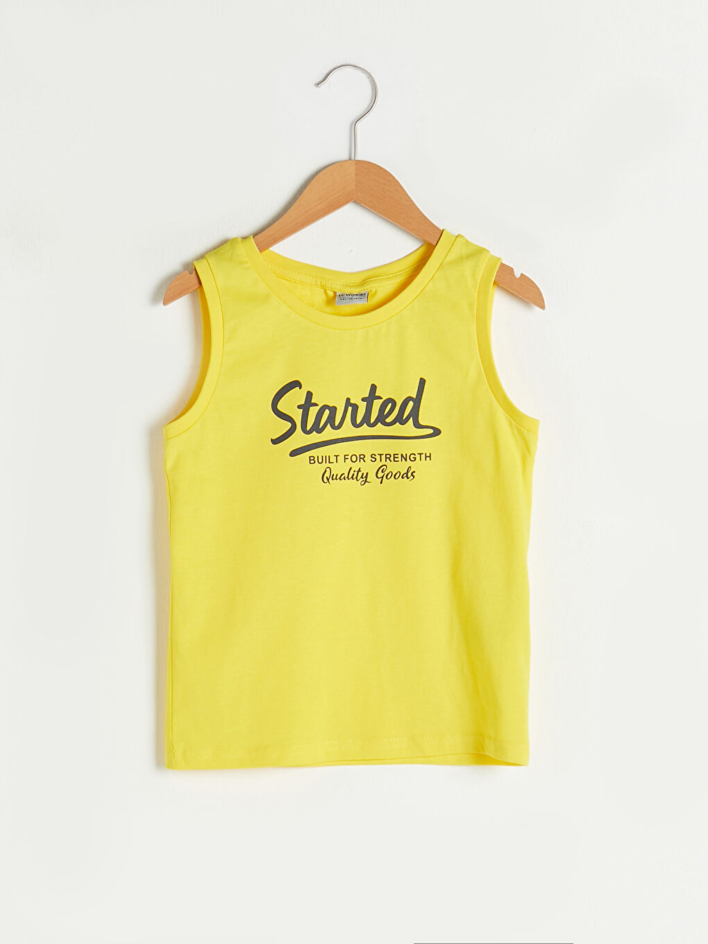 Sarı Bisiklet Yaka Baskılı Pamuklu Erkek Çocuk Atlet