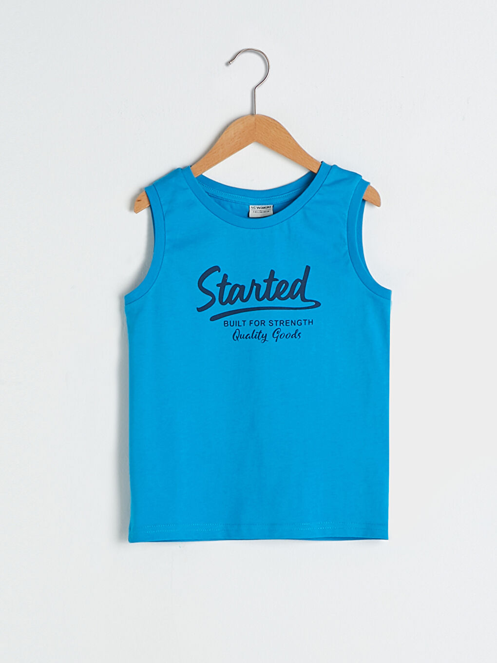 Turkuaz Bisiklet Yaka Baskılı Pamuklu Erkek Çocuk Atlet