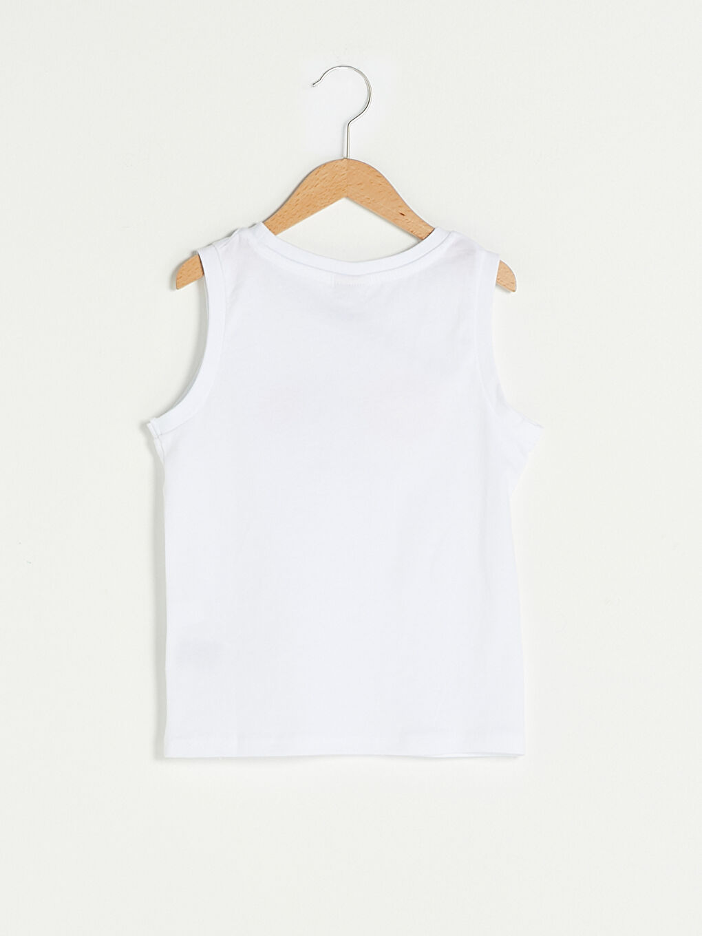 Beyaz Bisiklet Yaka Baskılı Pamuklu Erkek Çocuk Atlet-1