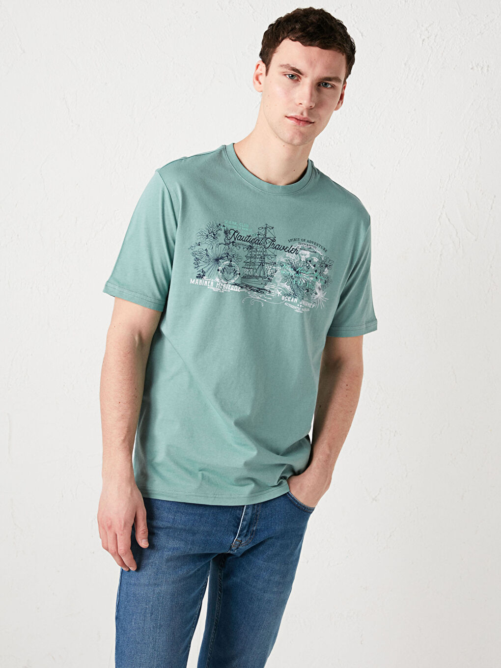 Футболка мужская из джерси с круглым вырезом