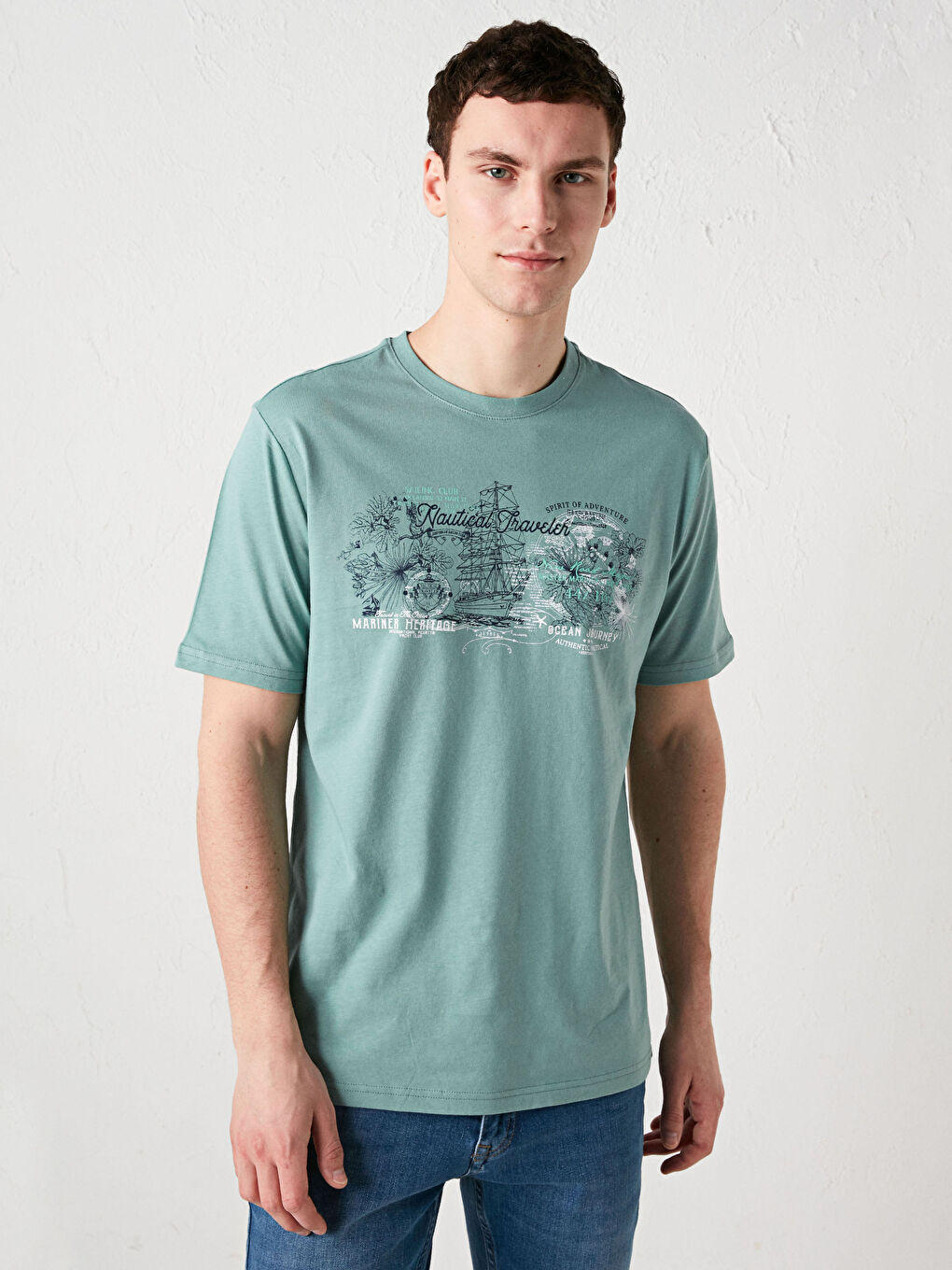 Футболка мужская из джерси с круглым вырезом-1