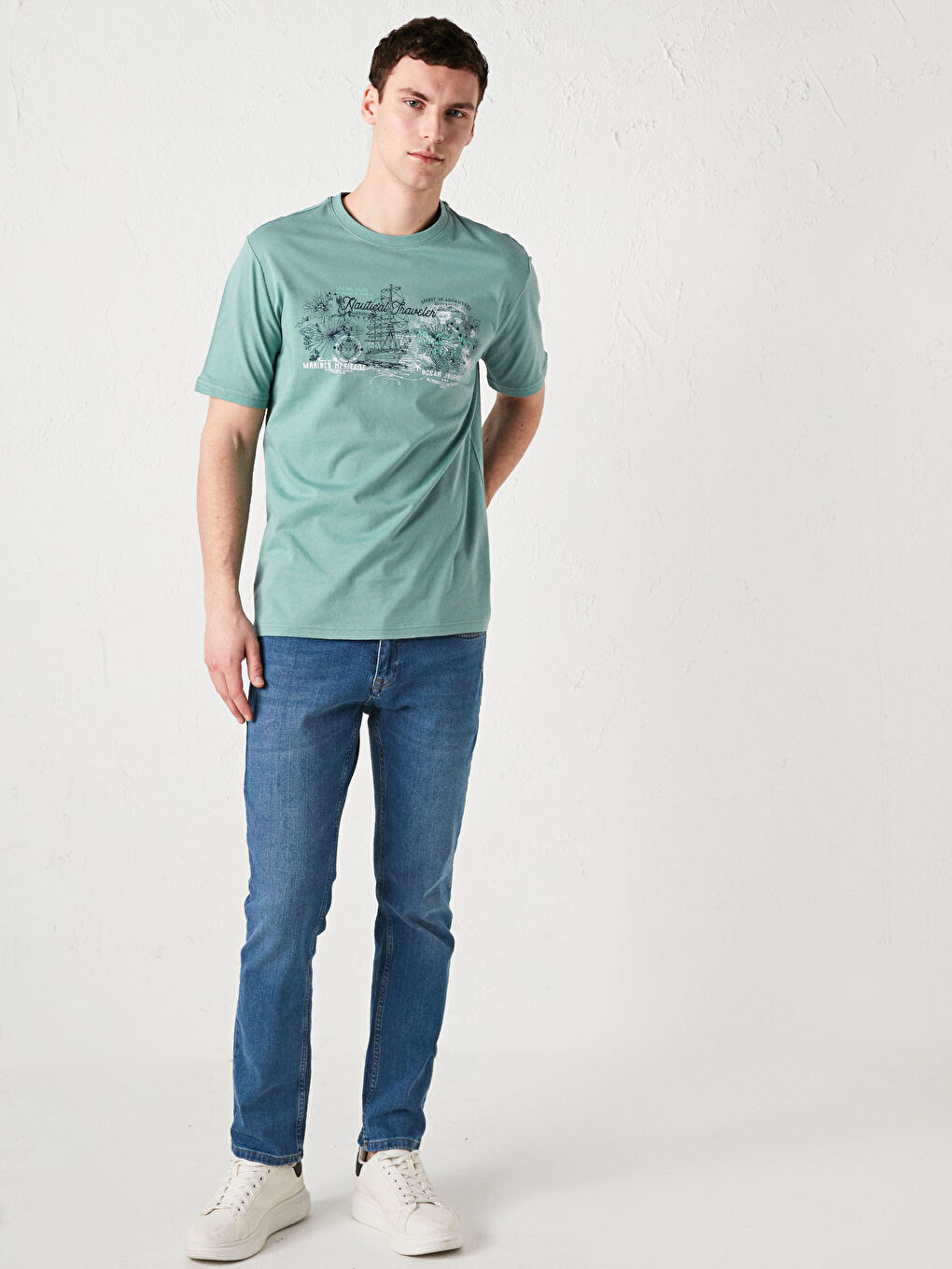 Футболка мужская из джерси с круглым вырезом-2