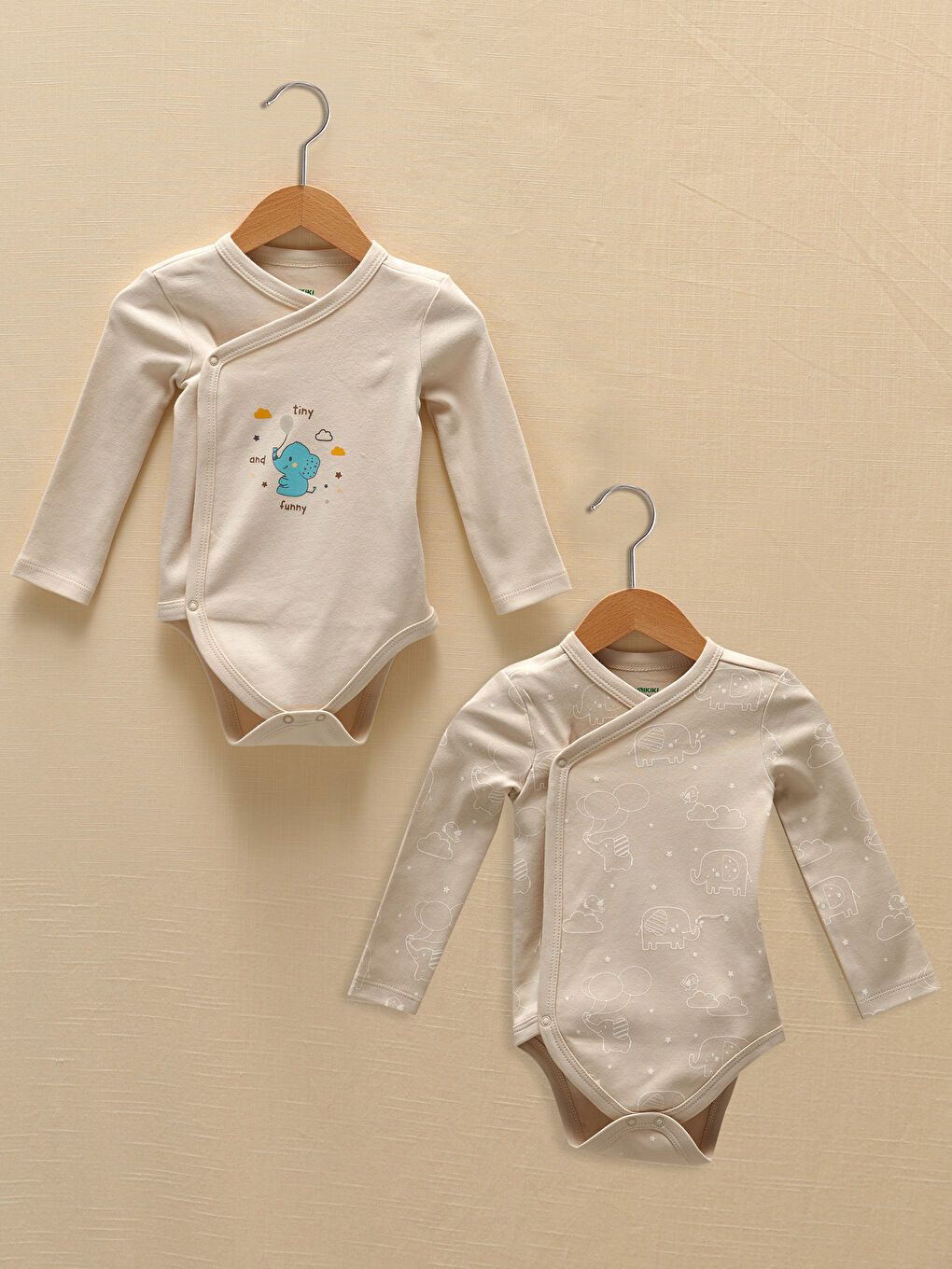 Body bébé garçon à boutons-pression imprimé à manches longues avec col en enveloppe - Lot de 2