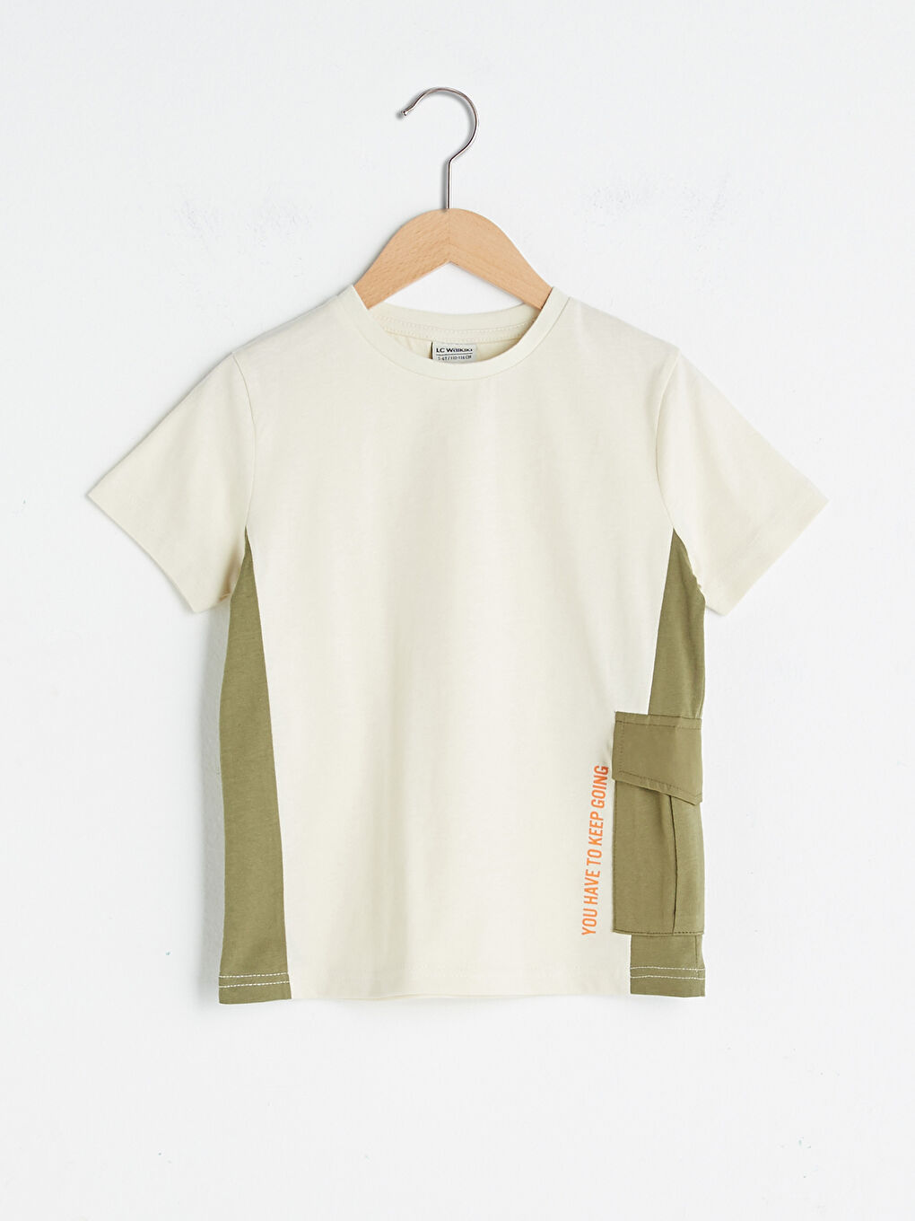 T-Shirt Garçon Col Rond Bloc de Couleurs Manches Courtes en Coton