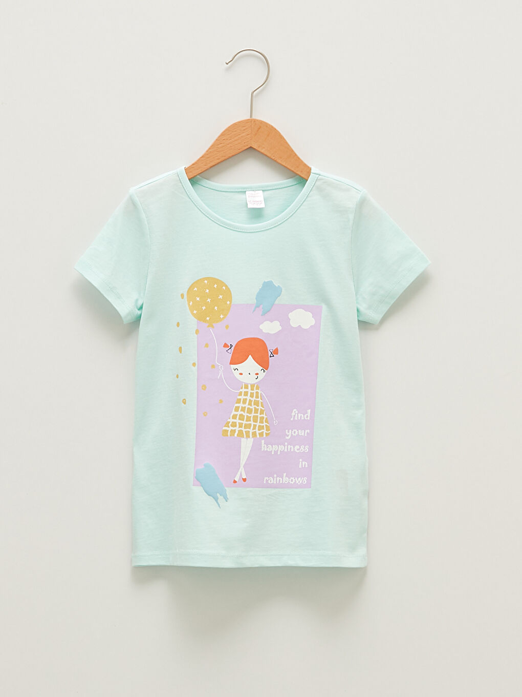 Crew Neck Printed Short Sleeve Cotton Girls Pajamas Set-1