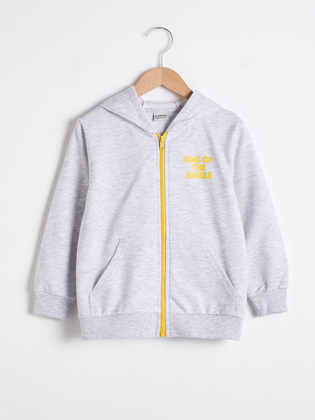 Gri Erkek Çocuk Fermuarlı Kapüşonlu Sweatshirt