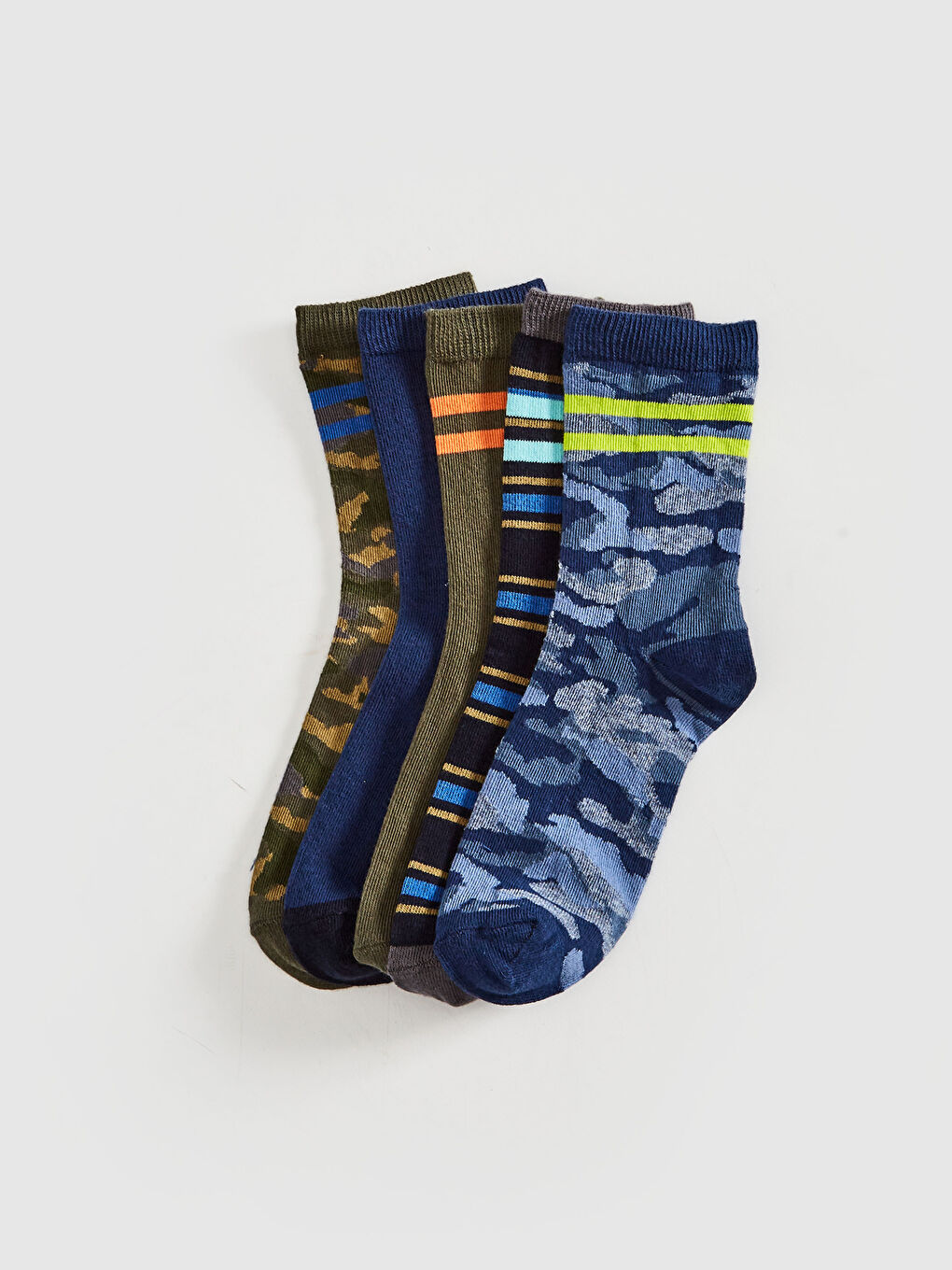 Karışık Kamuflaj Desenli Erkek Soket Çorap 5'li