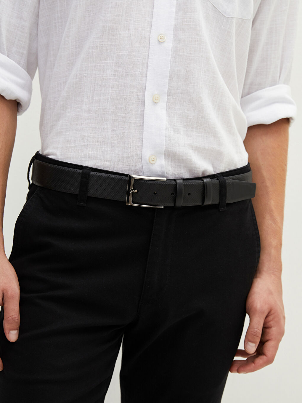 Men's Leather Look Chino Belt-2