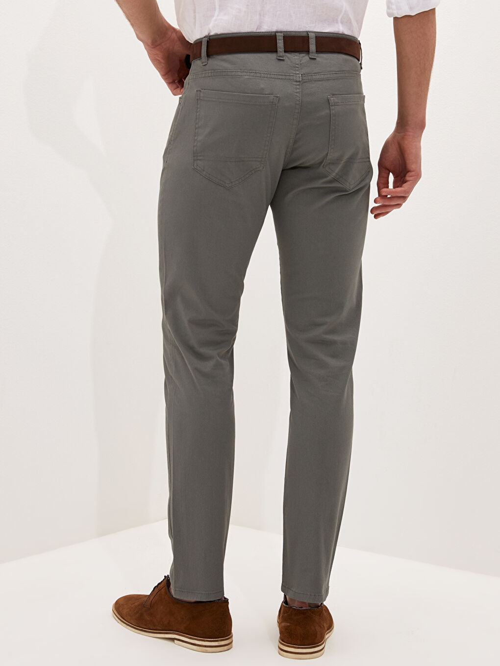 Yeşil Slim Fit Kemerli Beş Cep Erkek Pantolon-4