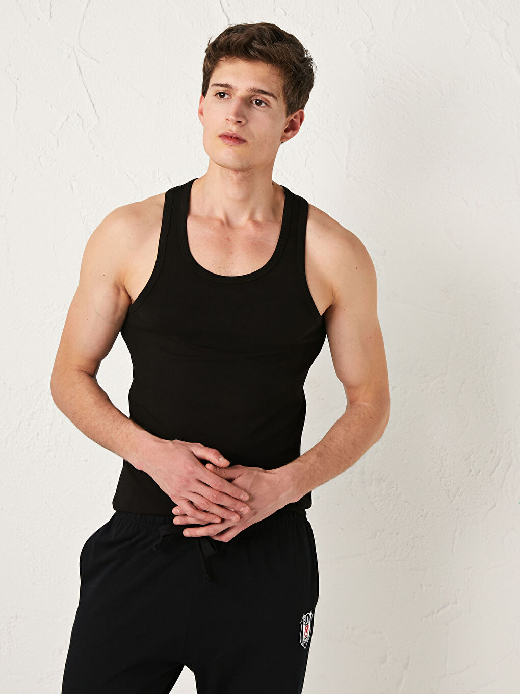 Crew Neck Basic Cotton Male Athlete in 2 Pieces-2