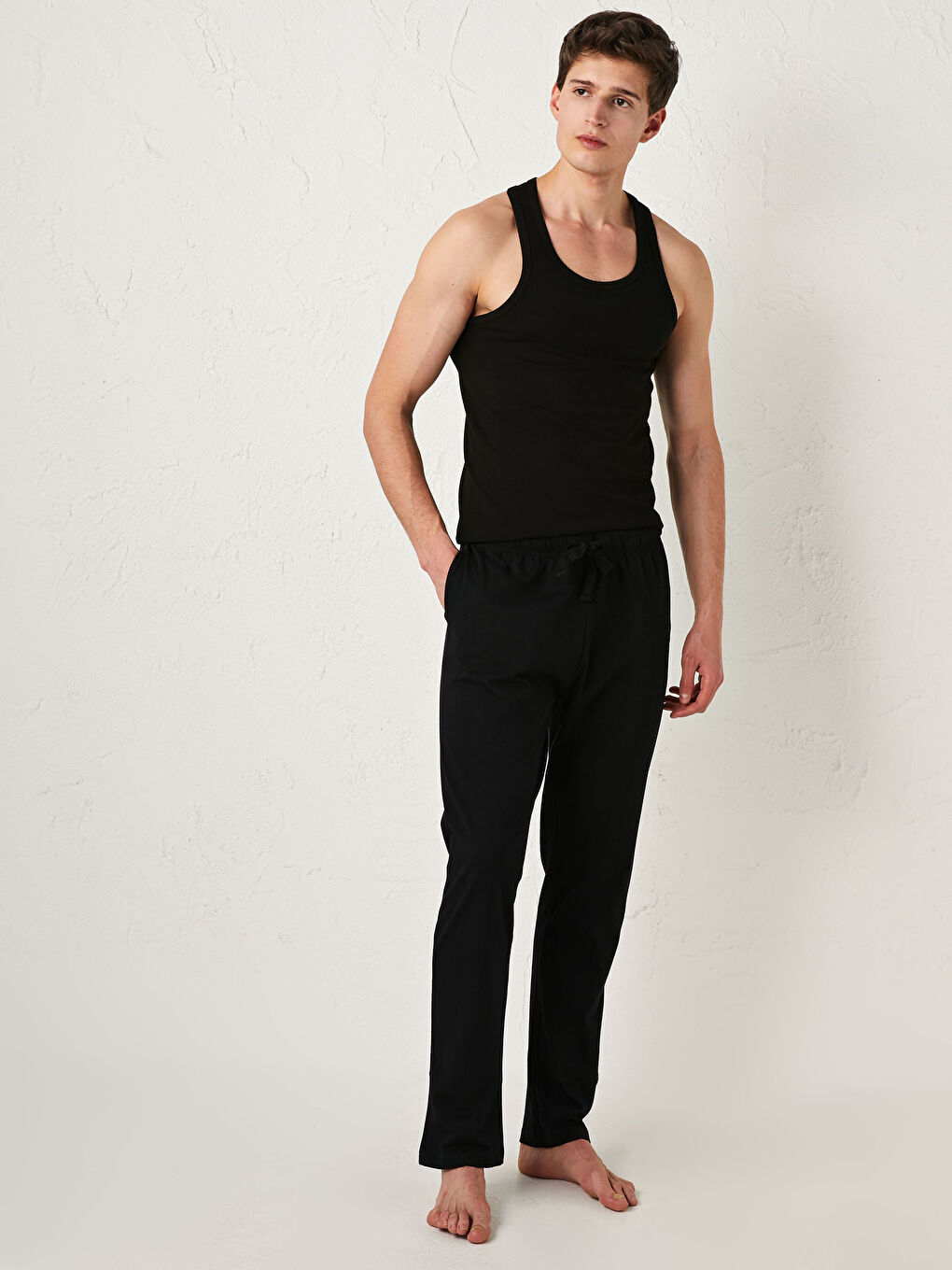 Crew Neck Basic Cotton Male Athlete in 2 Pieces-3