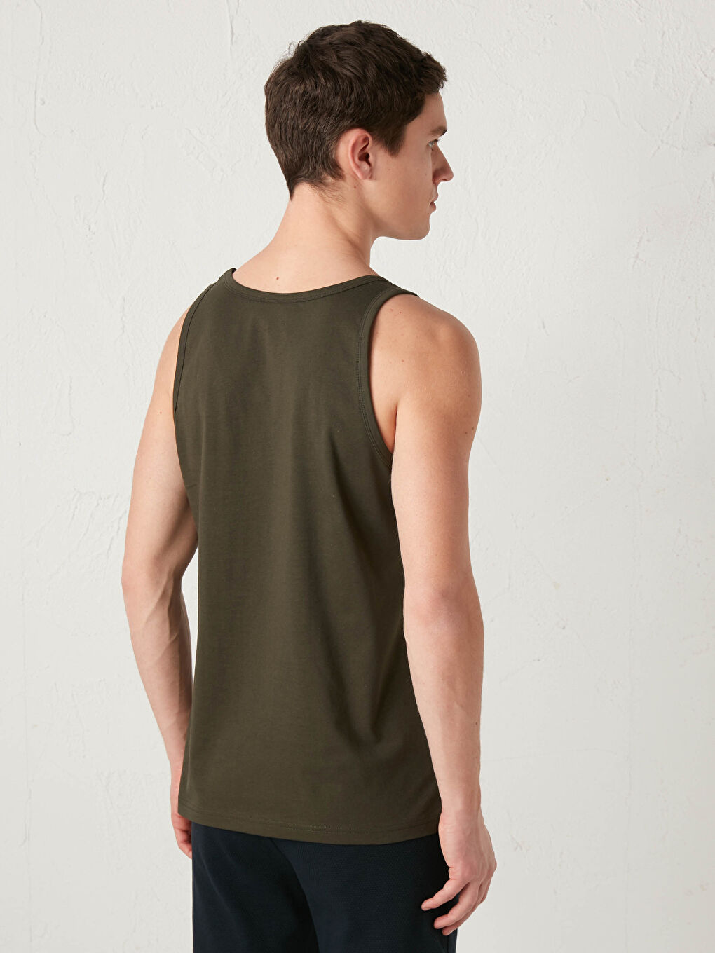 Haki U Yaka Basic Pamuklu Erkek Atlet 2'li-1