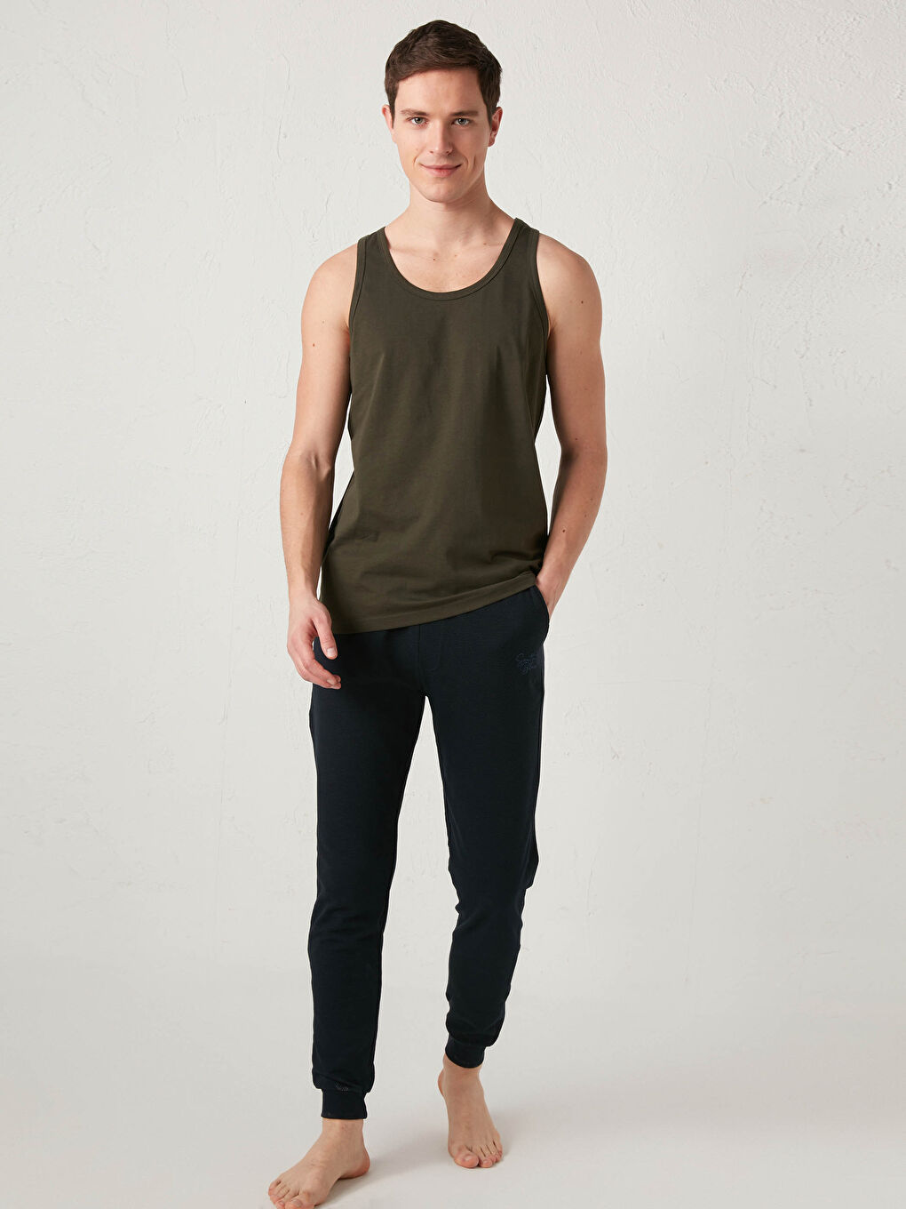 Haki U Yaka Basic Pamuklu Erkek Atlet 2'li-5