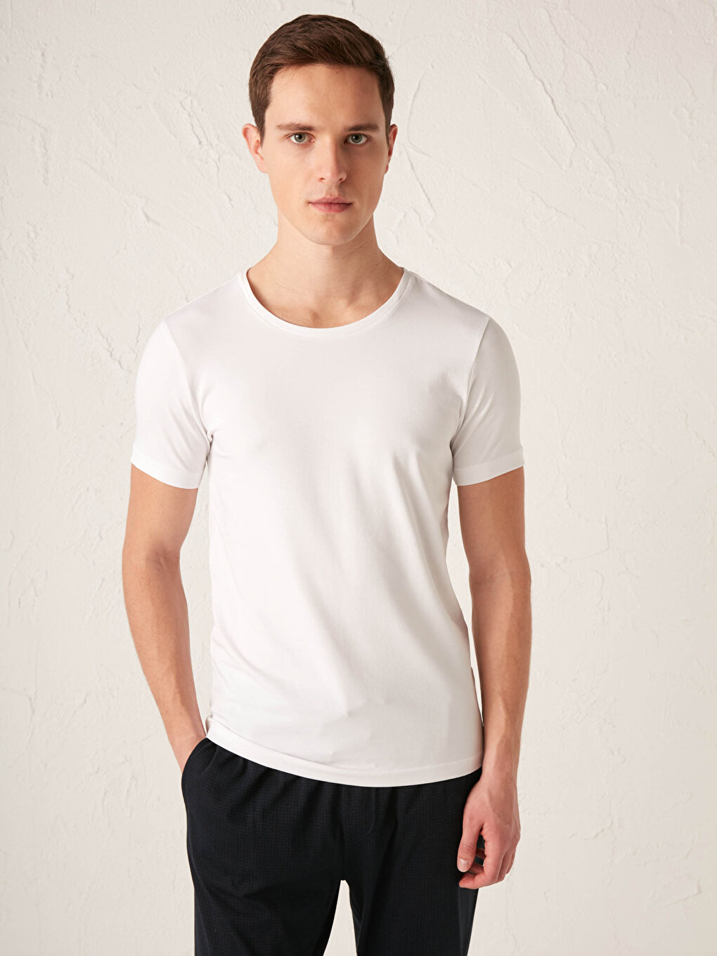 Crew Neck Short Sleeve Cotton Undershirt 2-pack-2