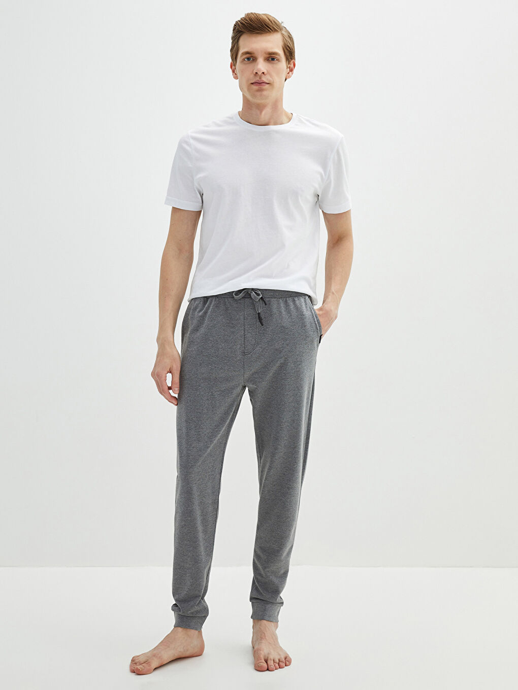 Gri Standart Kalıp Erkek Pijama Alt-4