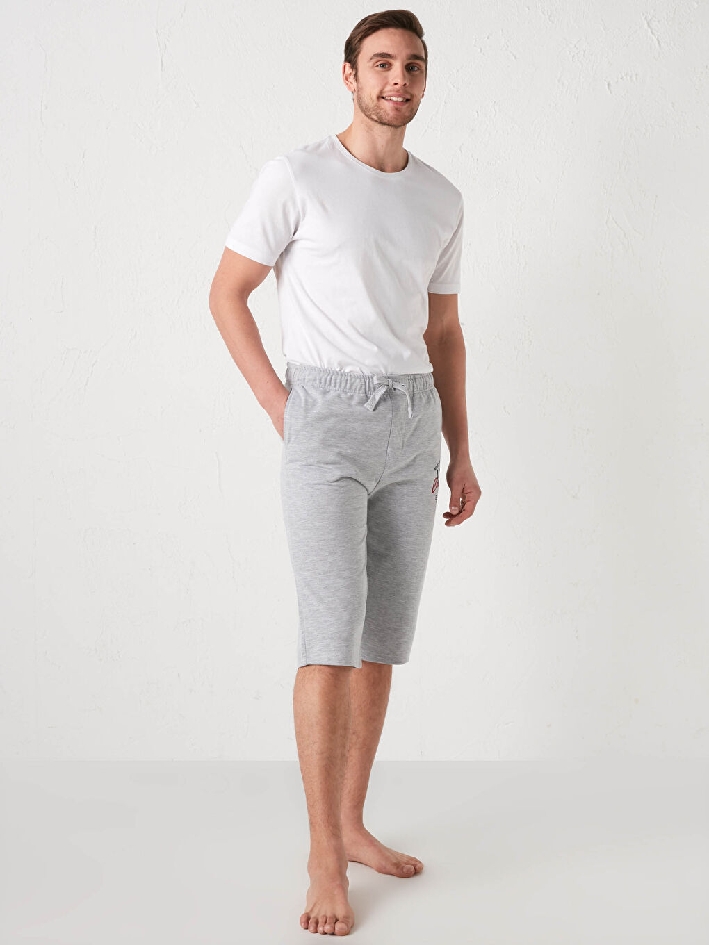 Gri Standart Kalıp Roller Erkek Pijama Alt Şort