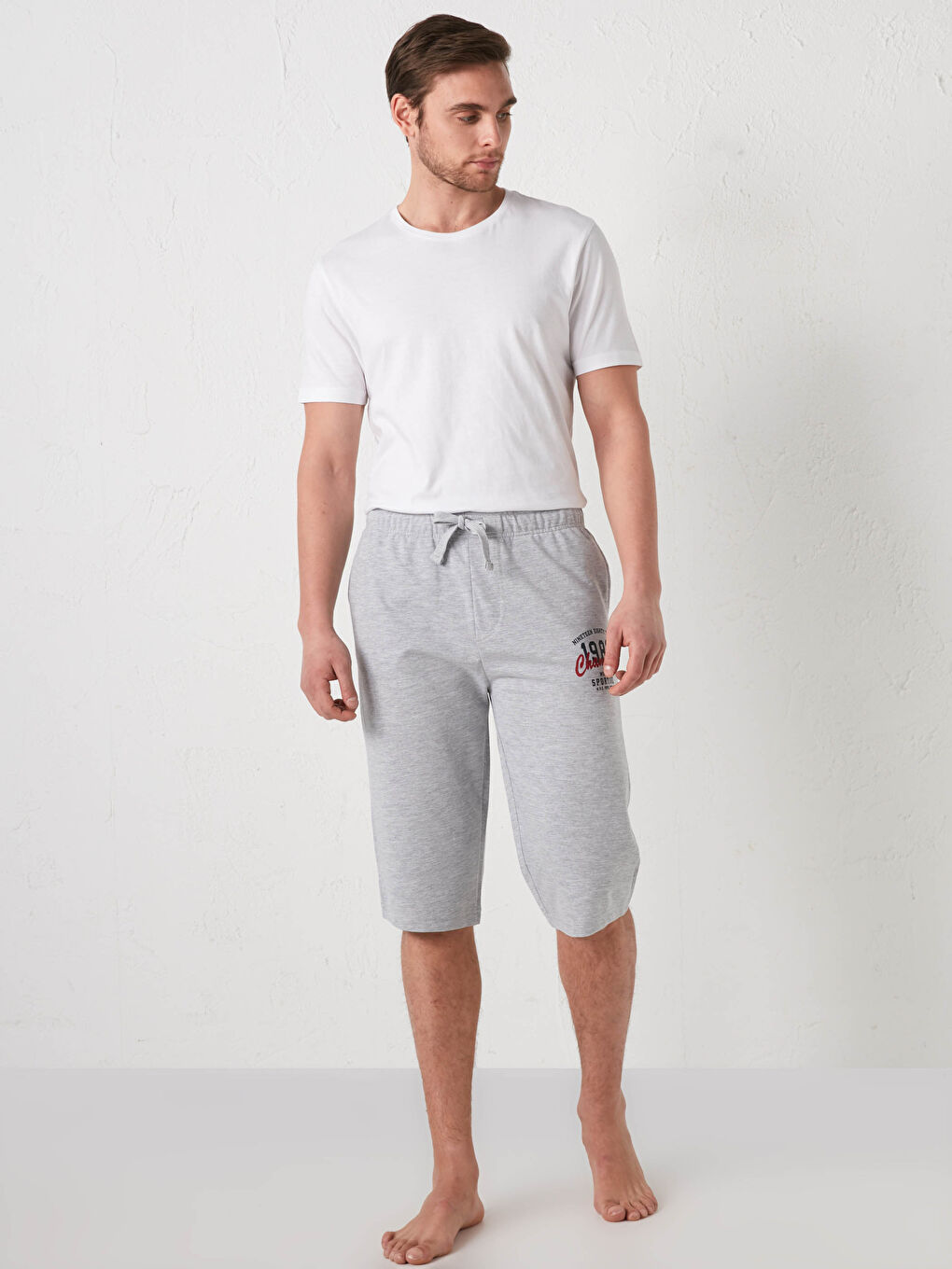 Gri Standart Kalıp Roller Erkek Pijama Alt Şort-1