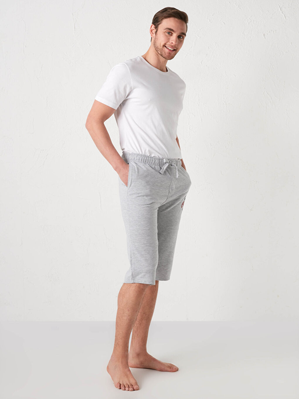 Gri Standart Kalıp Roller Erkek Pijama Alt Şort-2