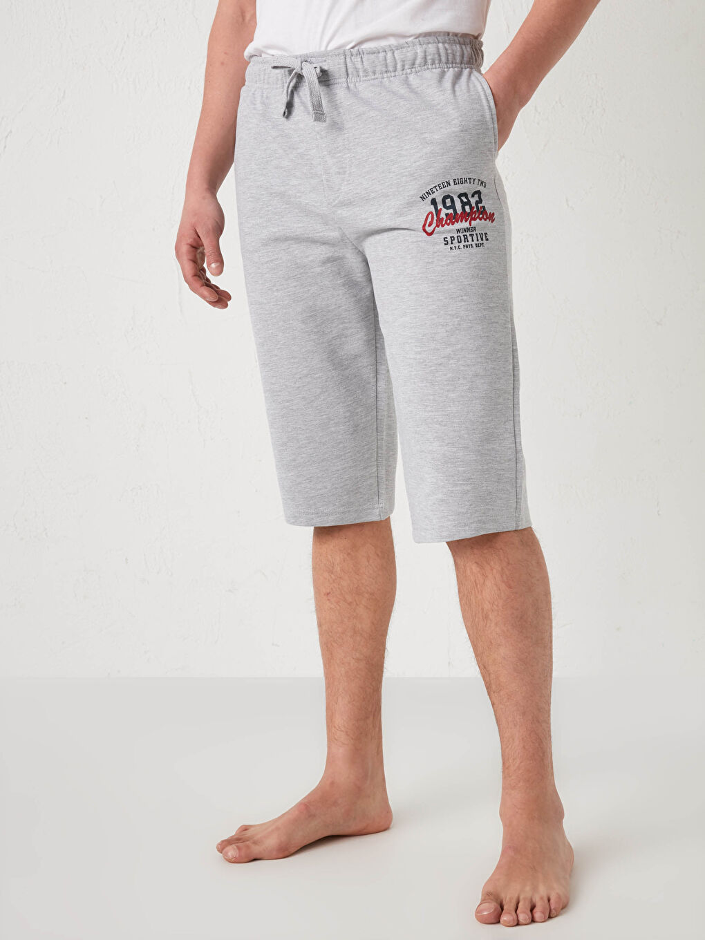 Gri Standart Kalıp Roller Erkek Pijama Alt Şort-3