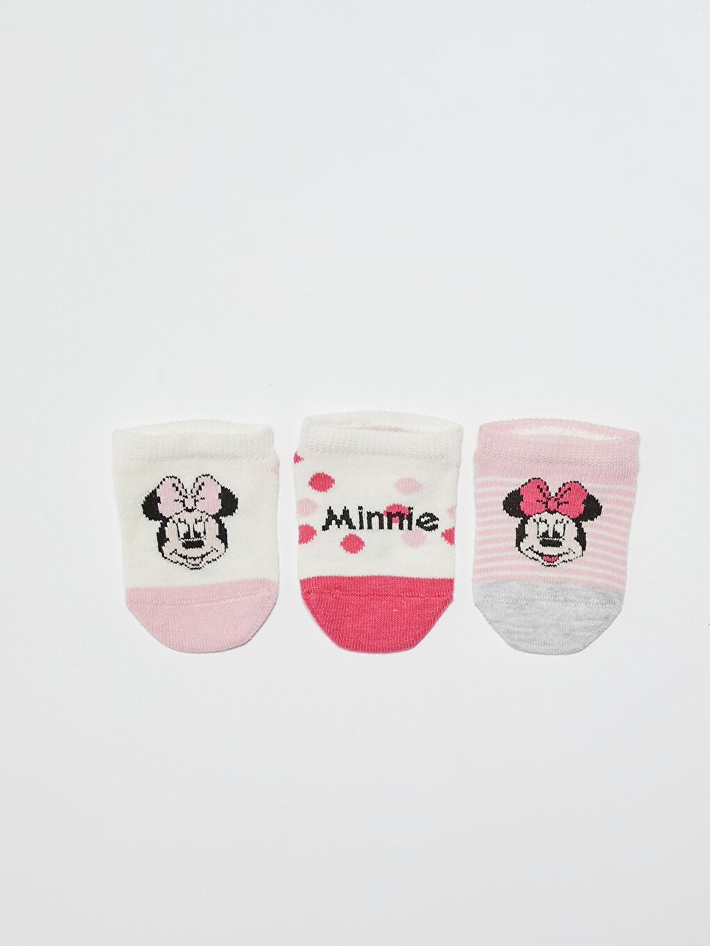 Chaussettes de sport bébé fille imprimées Minnie Mouse Lot de 3 pièces-1