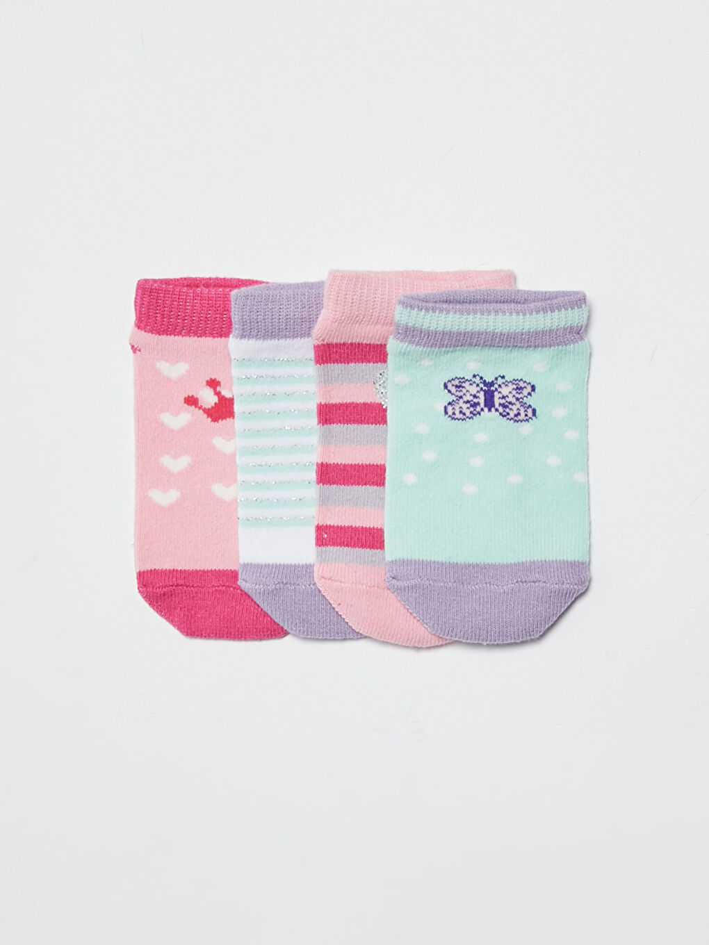 LCW baby Printed Baby Girl Booties Socks 4 Pieces -S14732Z1-FZB