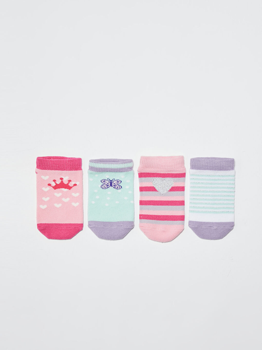 LCW baby Printed Baby Girl Booties Socks 4 Pieces -S14732Z1-FZB