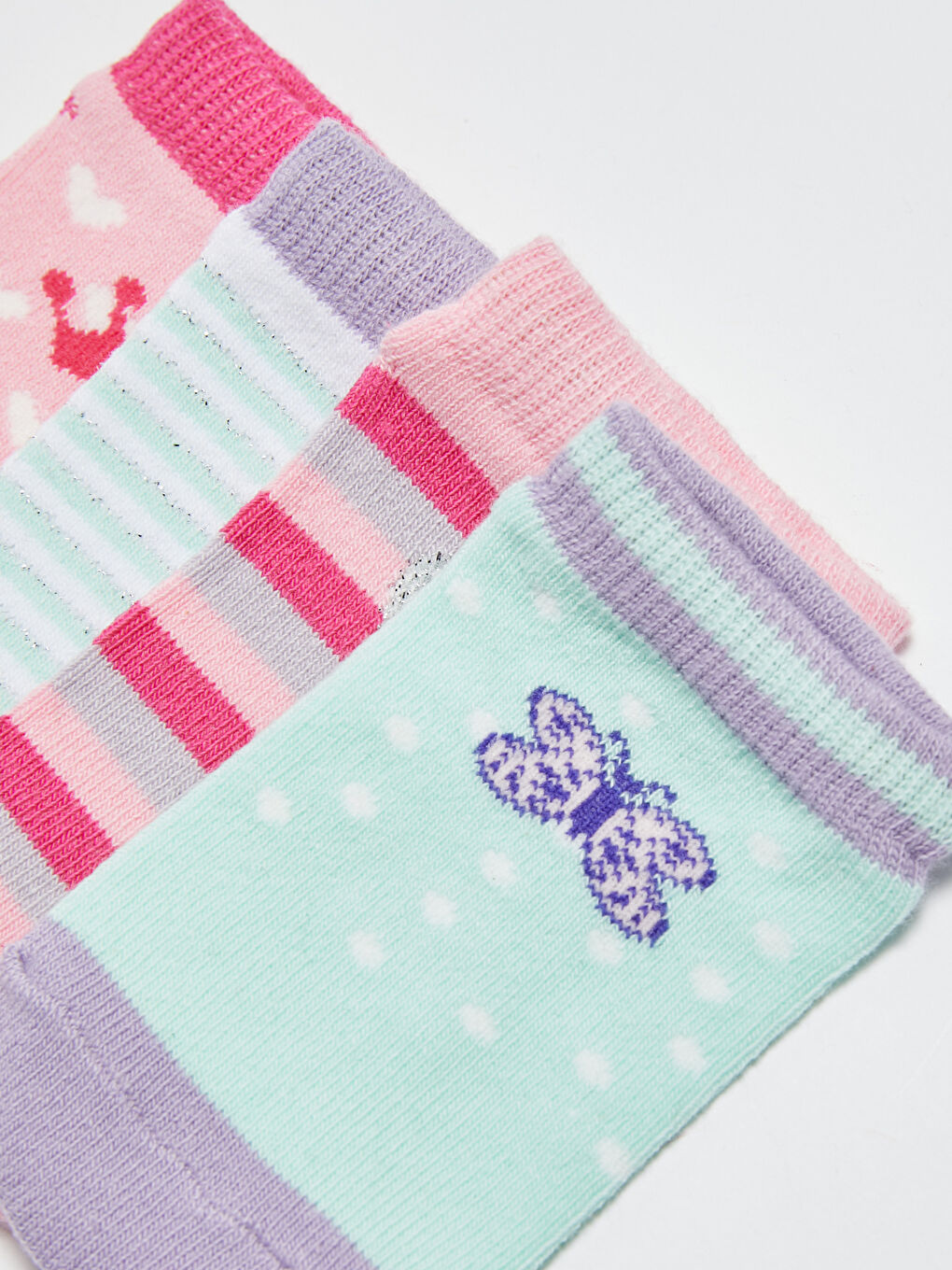 LCW baby Printed Baby Girl Booties Socks 4 Pieces -S14732Z1-FZB